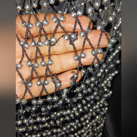 Silver beaded gladiator dress/lingerie (OSFM) - Picture 6 of 6